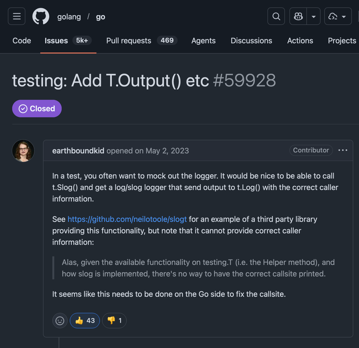 golang/go#59928: testing: Add T.Output() etc